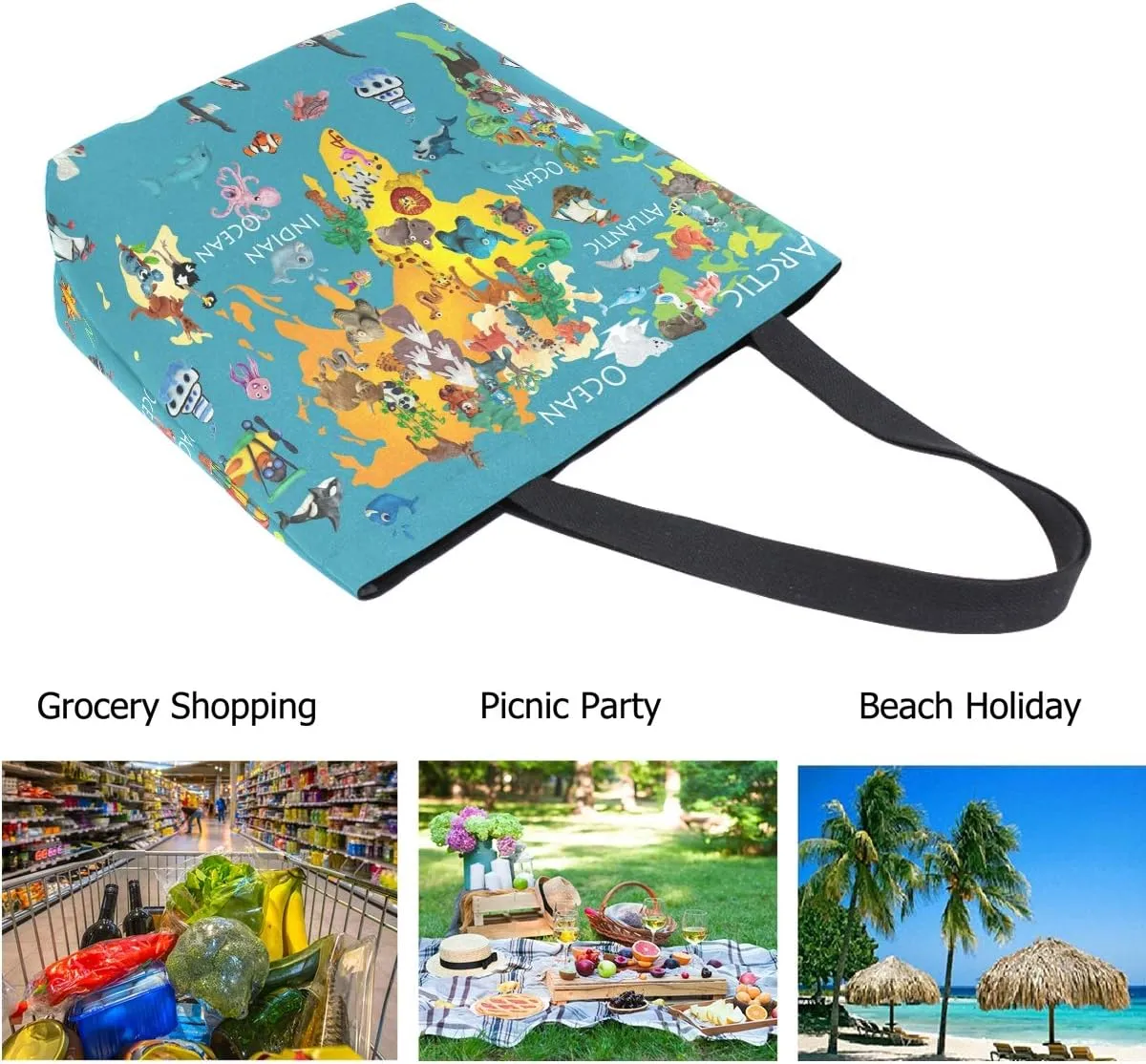 Chic Fashion Pattern Printed Extra Large Shoulder Tote Bag for Beach Travel Weekender Gym Grocery Shopping