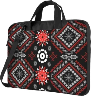 Christmas Snowflakes Red Plaid Practical 13-15.6 Inch Laptop Bag For Man And Women, Computer Messenger Bag, Trendy Shoulder Strap Design