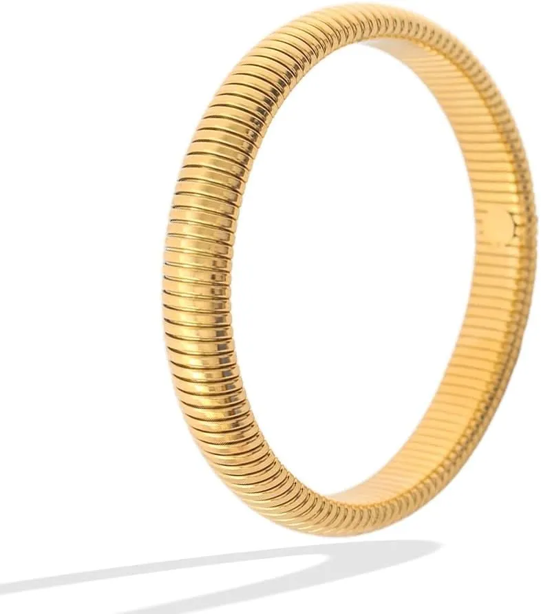 Chunky Bangle Bracelets Coil Stackable Snake Chain Bracelet Interlocking Layered Wrap Bangle Bracelets