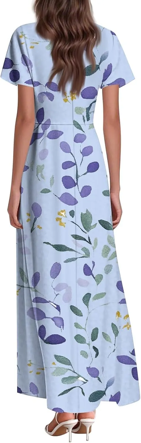 Church Dresses for Women 2025 Summer Elegant Classy Flowy Ruffle Swing V Neck A Line Dress Casual Boho Long Sundress