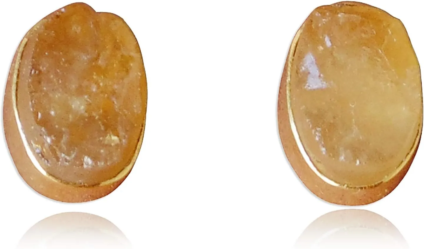 Citrine Stud Earrings, Gemstone Stud Earrings, Rough Stone Studs, Gold Plated Studs, Women's Stud Earrings, Christmas Gift Earrings
