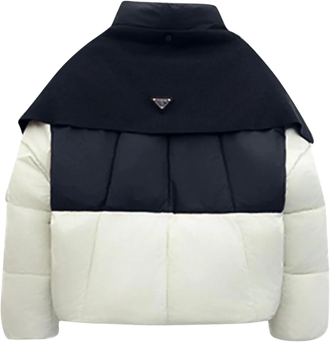 Coats for Women Long Sleeve Hoodless Down Coats Casual Jackets Patchwork Color Cotton Jacket with Pockets