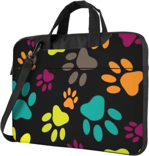 Colorful Dog Paw Practical 13-15.6 Inch Laptop Bag For Man And Women, Computer Messenger Bag, Trendy Shoulder Strap Design