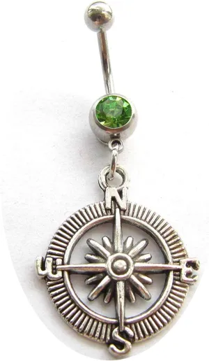 Compass Belly Ring, Compass Navel Ring, Body Piercings, Body Jewelry, Compass Piercing, Belly Jewelry, Belly Piercings
