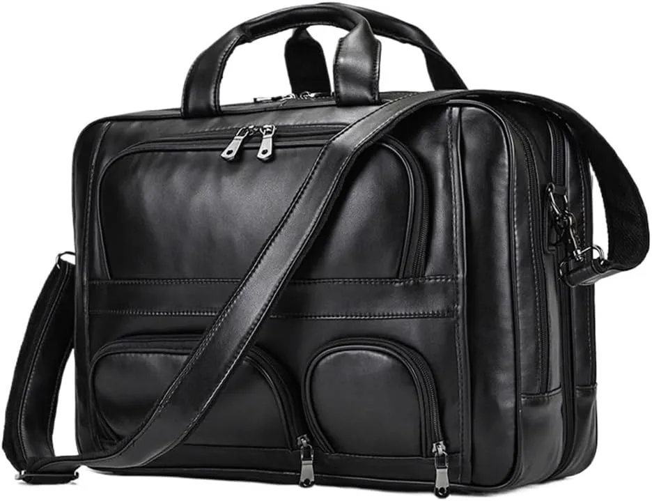 Computer Messenger Bag Men's Professional Laptop Satchel Briefcase Office Commute Leather Weekender Overnight Bag