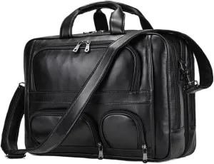 Computer Messenger Bag Men's Professional Laptop Satchel Briefcase Office Commute Leather Weekender Overnight Bag