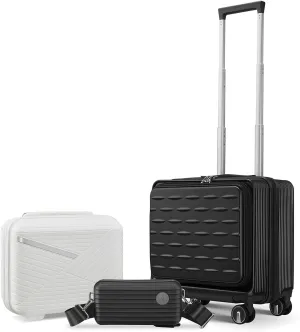 Convenient and Spacious 18" Carry On Luggage with Front Open Door, Lightweight Hard Shell Suitcase, TSA Lock, Spinner Wheels