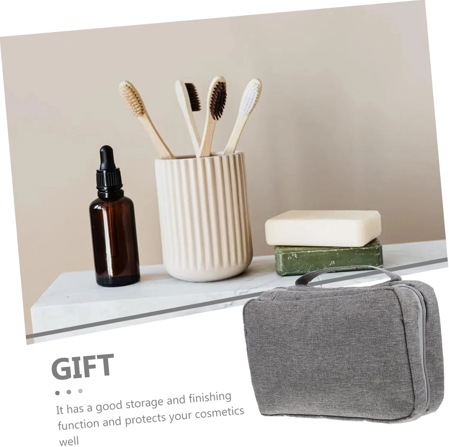 Convenient Makeup Bag Travel Cosmetic Bag Zipper Bag Stylish Hanging Pouch for Men Sturdy Polyester