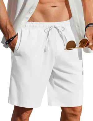 COOFANDY Men's Linen Shorts Casual Beach Shorts 9 inch Inseam Elastic Waist Drawstring Summer Shorts