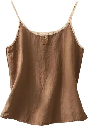 Cotton Linen Tank Tops for Women Loose Fit Sleeveless Button Tee Shirts Summer Casual Flowy Blouses Tunic Tops