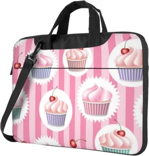 Cupcakes Cherry Practical 13-15.6 Inch Laptop Bag For Man And Women, Computer Messenger Bag, Trendy Shoulder Strap Design