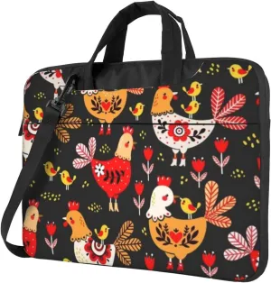 Cute Rooster Chickens Practical 13-15.6 Inch Laptop Bag For Man And Women, Computer Messenger Bag, Trendy Shoulder Strap Design