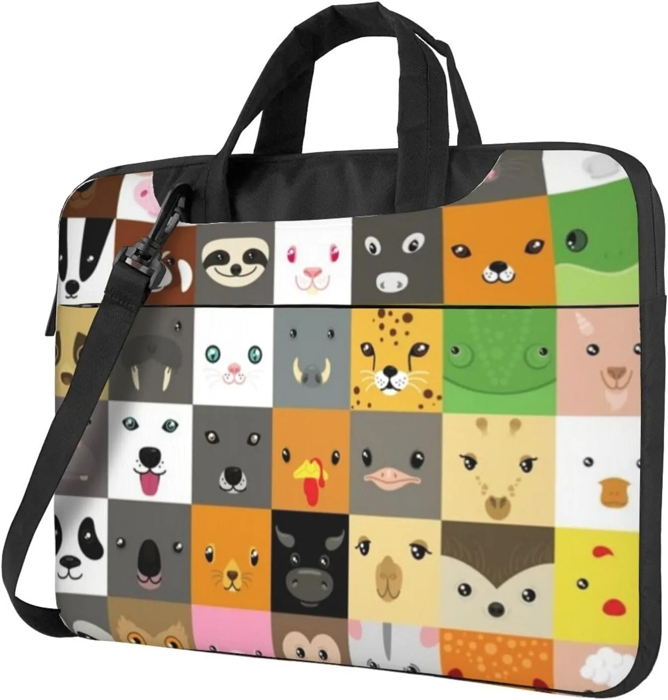 Cute Simple Animal Faces Practical 13-15.6 Inch Laptop Bag For Man And Women, Computer Messenger Bag, Trendy Shoulder Strap Design