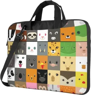 Cute Simple Animal Faces Practical 13-15.6 Inch Laptop Bag For Man And Women, Computer Messenger Bag, Trendy Shoulder Strap Design