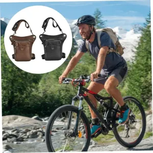 Cycling Bags Men's Leg Bags Retro Punk Waist Bag Cycling Bags Waist Bags Leather Waist Pack for Outdoor Bike Motorcycle Cycling Hiking Brown (Brown)