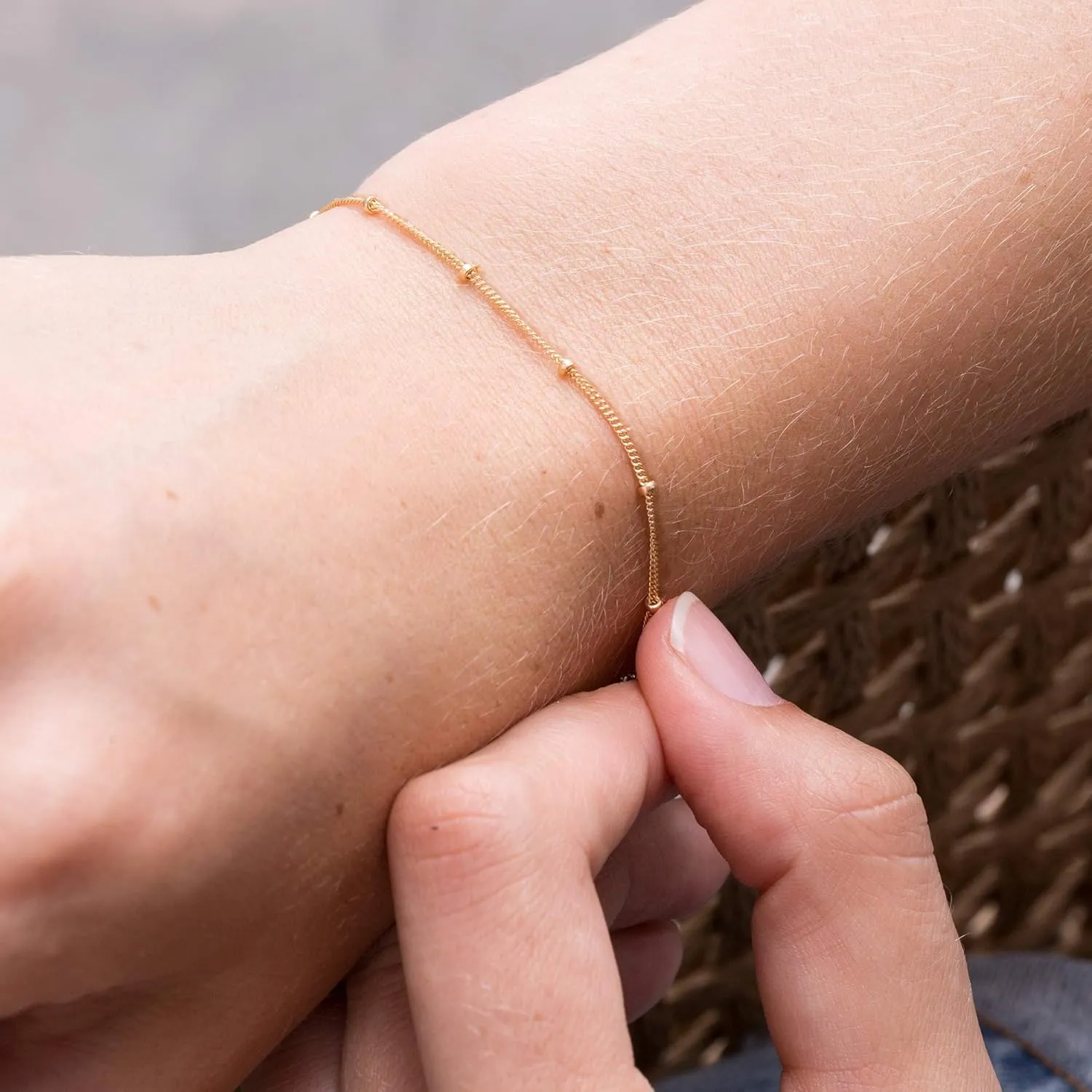 Dainty Layered Gold Chain Bracelet for Women 14K Gold Plated Handmade Adjustable Bracelet Satellite Beads Oval Mariner Figaro Link Chain Bracelets Minimalist Layering Stacking Jewelry Gift for Women