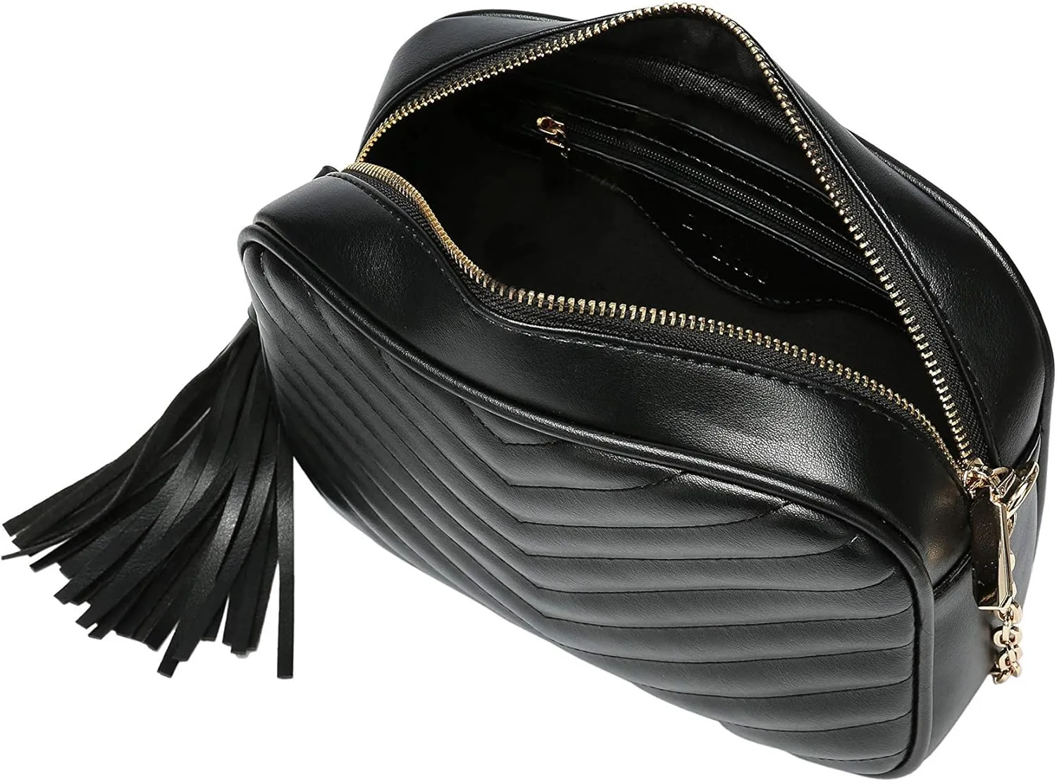 Daisy Rose Quilted Shoulder Cross Body Bag & Detachable Tassel, PU Vegan Leather