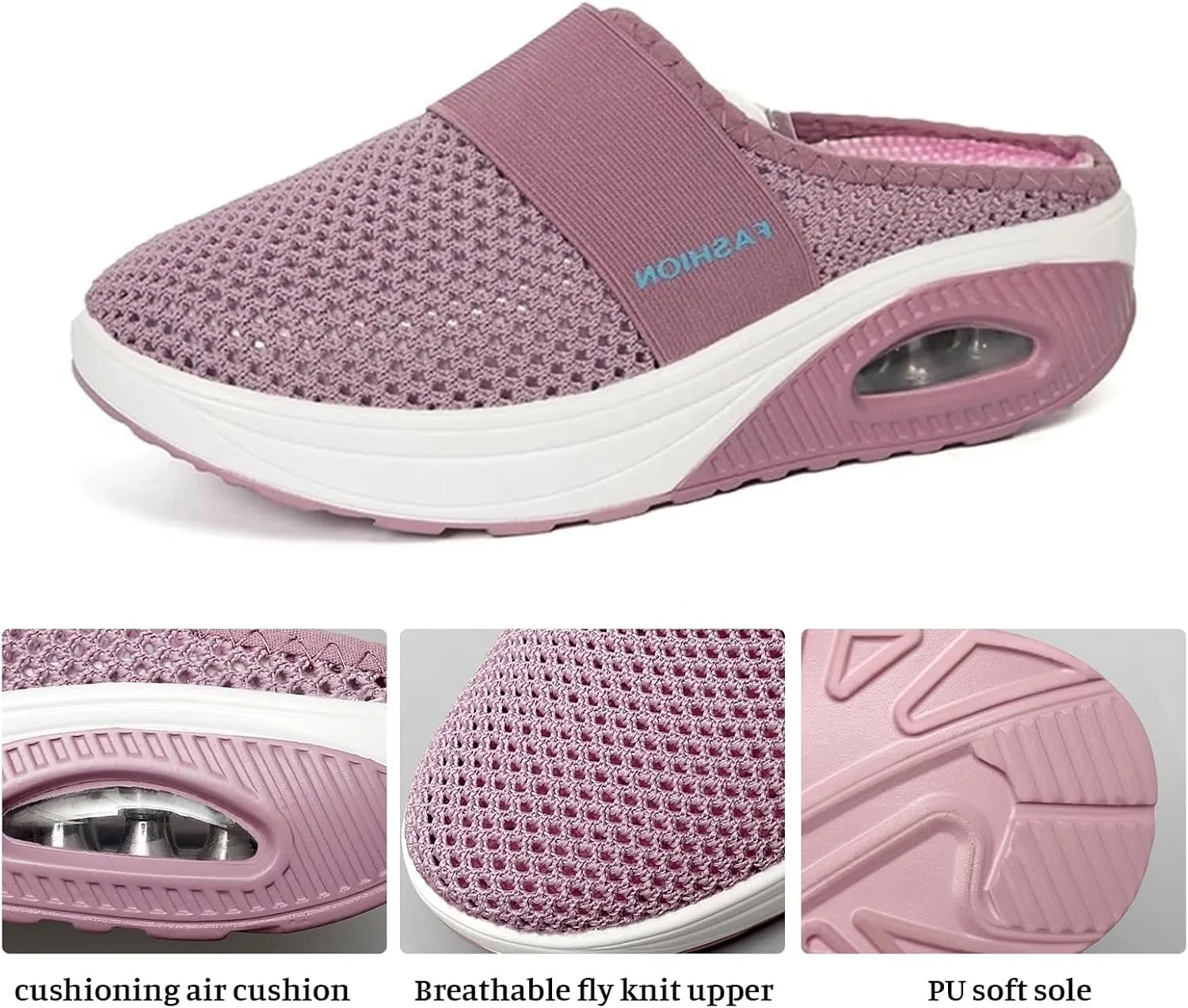 Diabetic Air Cushion Slip On Walking Shoes Mesh Breathable Closed Toe Orthopedic Slippers with Arch Support Soft Comfortable Slides Mules Unisex