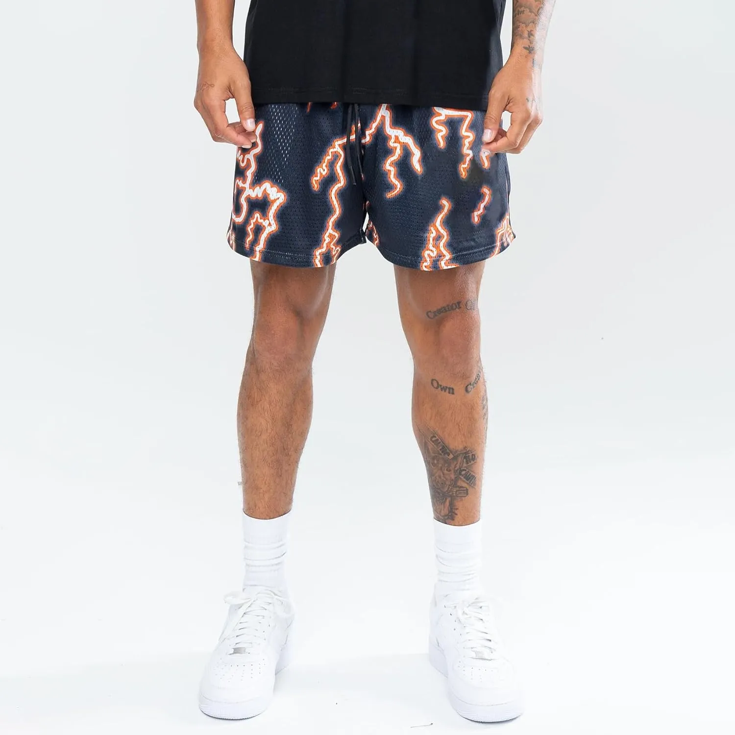 DIOTSR Mens Graphic Shorts Summer Casual Flat Front Shorts Cool Streetwear Designer Shorts Drawstring