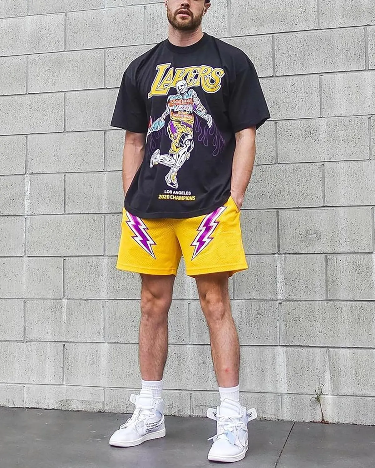 DIOTSR Mens Retro Lightning Graphic Shorts Casual Streetwear Basketball Shorts Athletic Running Shorts with Pockets