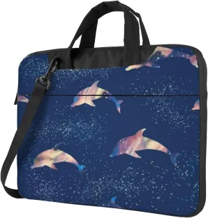 Dolphins Adorable Theme Practical 13-15.6 Inch Laptop Bag For Man And Women, Computer Messenger Bag, Trendy Shoulder Strap Design