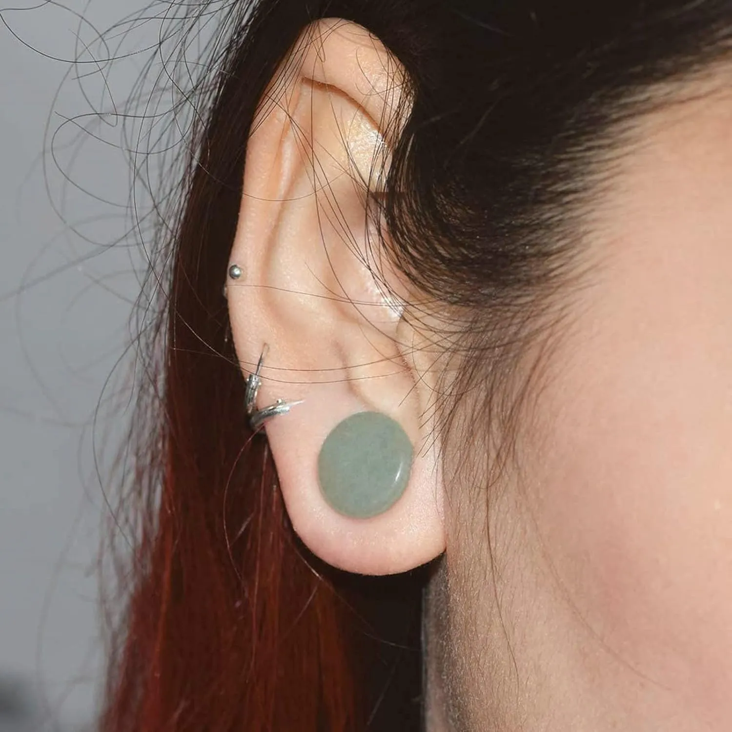 Double Flared Ear Gauges, Stone Body Piercing Jewelry for Ears Green Stone Ear Stretcher Piercings Jewelry