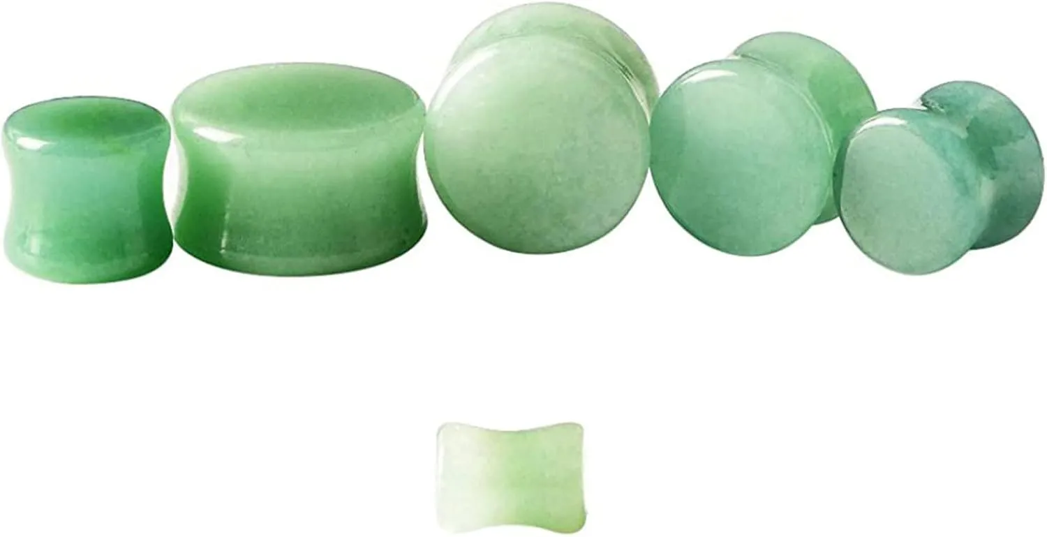 Double Flared Ear Gauges, Stone Body Piercing Jewelry for Ears Green Stone Ear Stretcher Piercings Jewelry