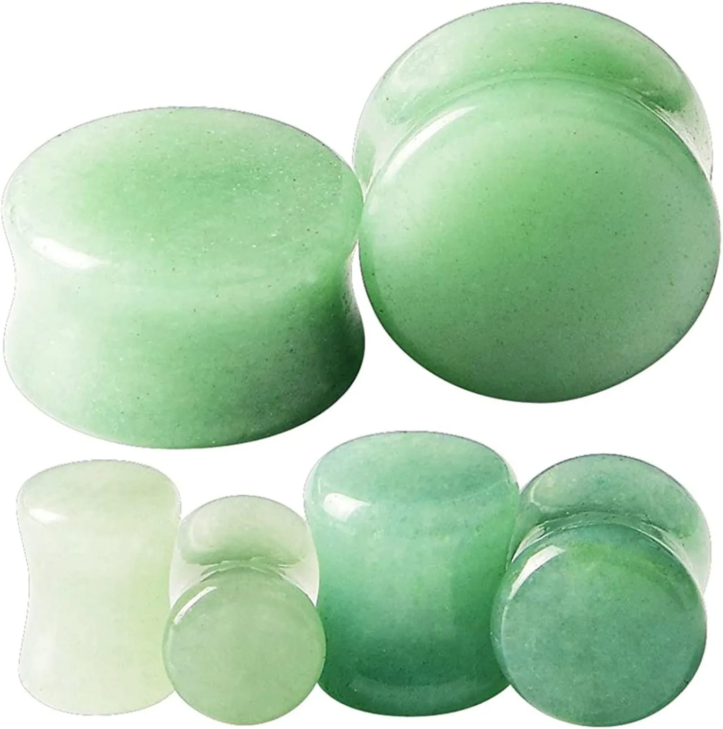 Double Flared Ear Gauges, Stone Body Piercing Jewelry for Ears Green Stone Ear Stretcher Piercings Jewelry