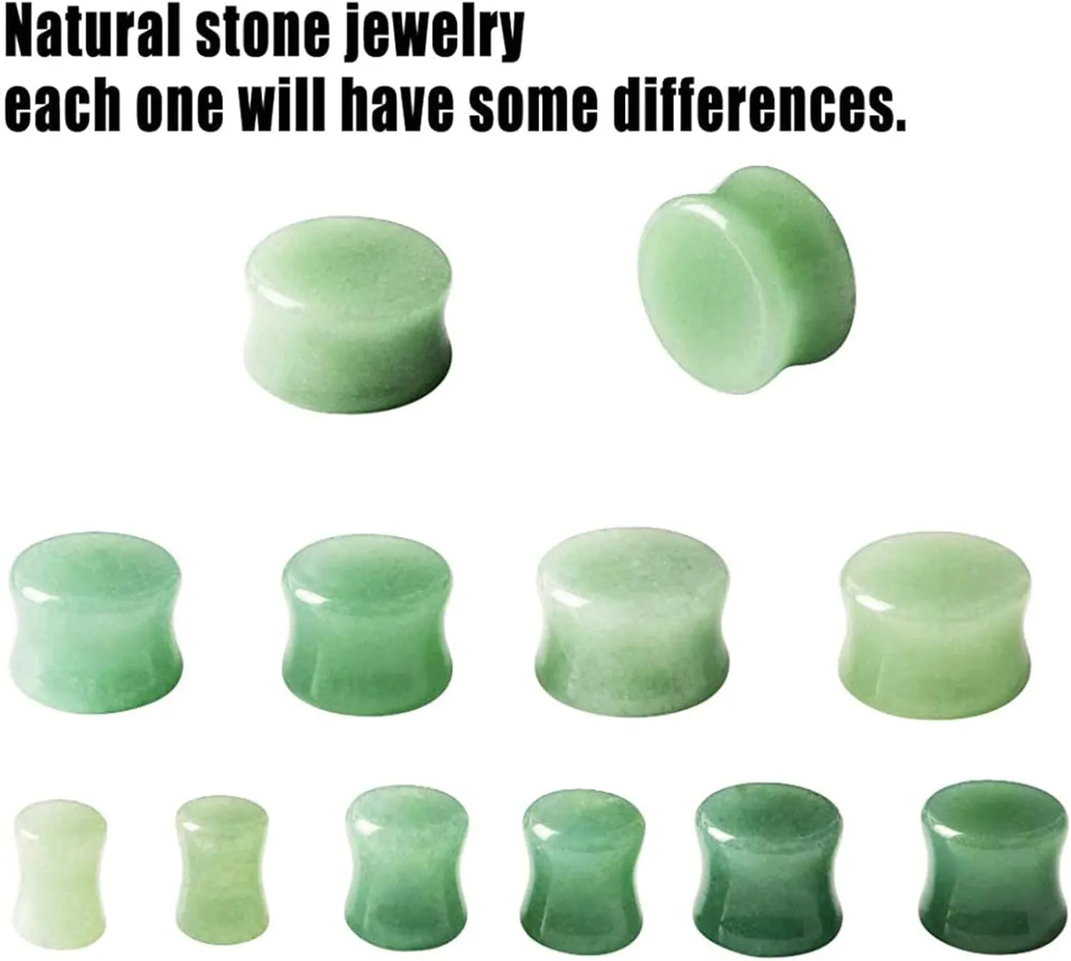 Double Flared Ear Gauges, Stone Body Piercing Jewelry for Ears Green Stone Ear Stretcher Piercings Jewelry