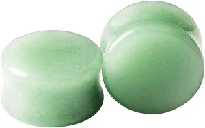 Double Flared Ear Gauges, Stone Body Piercing Jewelry for Ears Green Stone Ear Stretcher Piercings Jewelry