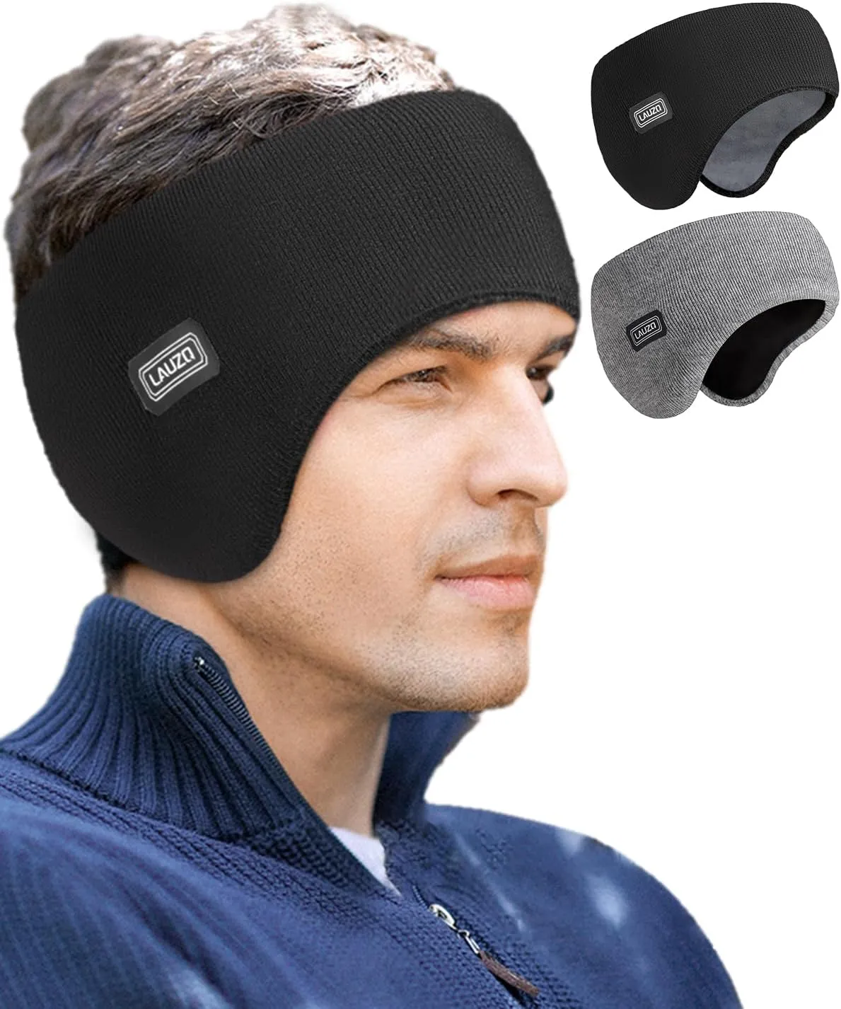Double-Layer Ear Warmer Headband-Knit Fuzzy Lined Winter Ear Muff for Men Women Running Cycling Ear Covers