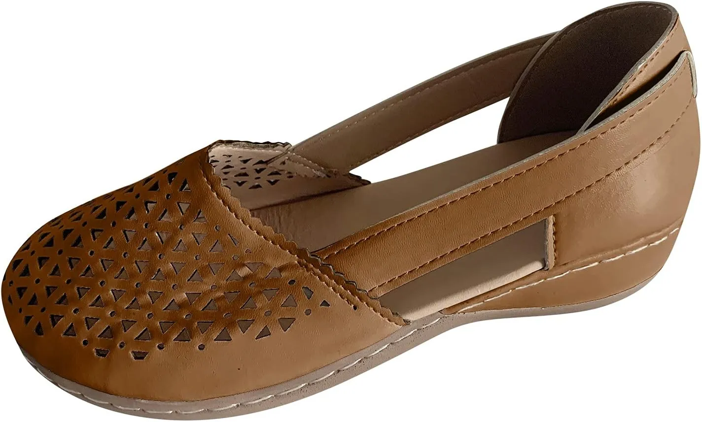 Eduavar Closed Toe Sandals Women, Womens Sandals Comfortable Low Wedge Sandals Casual Breathable Hollow Out Closed Toe Sandal