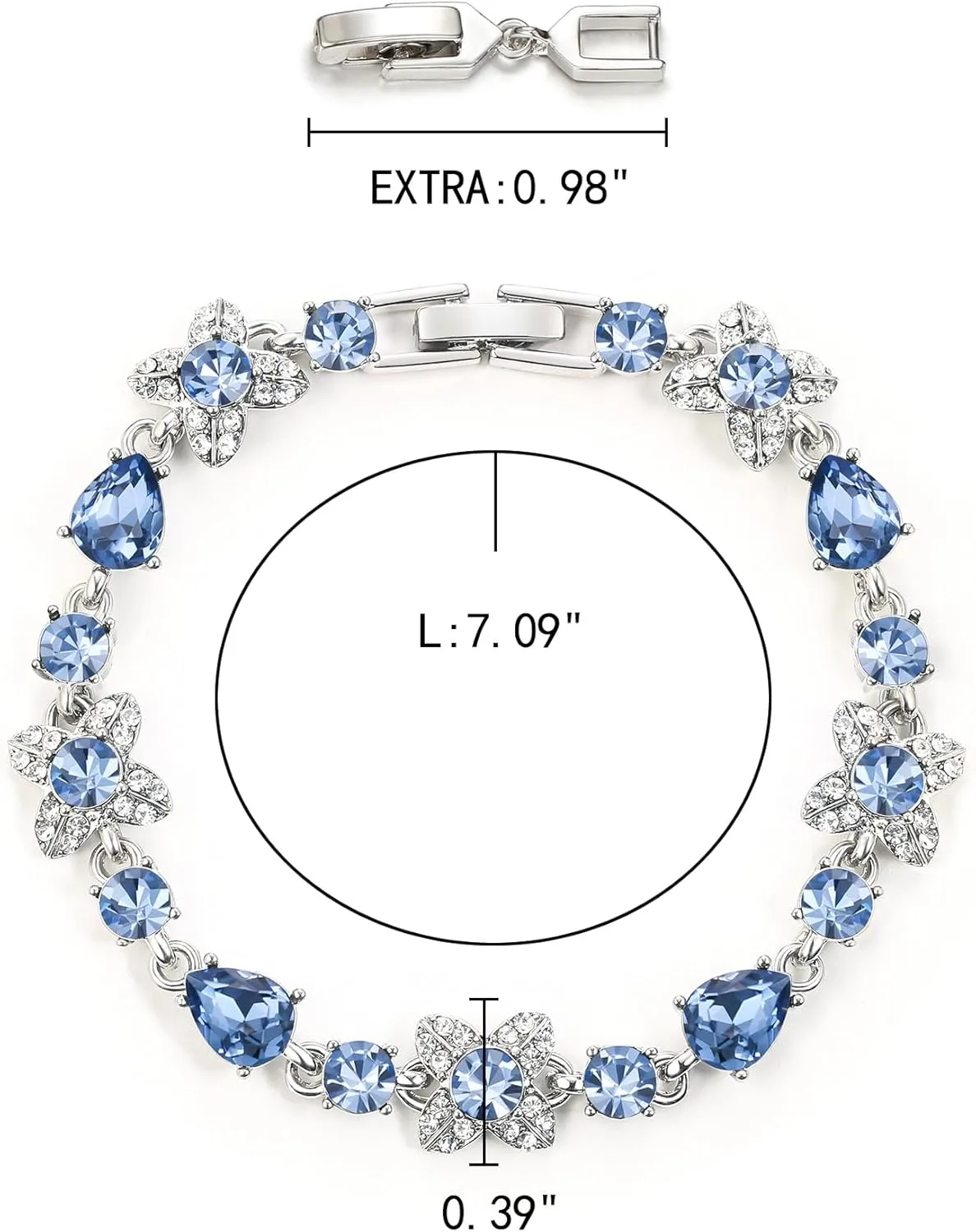 EleQueen Teardrop Bridal Jewelry for Women, Rhinestone Waterdrop Four Leaf Clover Bracelet for Women Prom Jewelry