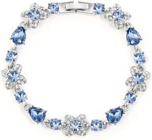 EleQueen Teardrop Bridal Jewelry for Women, Rhinestone Waterdrop Four Leaf Clover Bracelet for Women Prom Jewelry