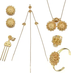 Ethiopian Jewelry Sets for Women Dubai Habesha Jewelry with Hairpin Head Chain African Bridal Wedding Gift