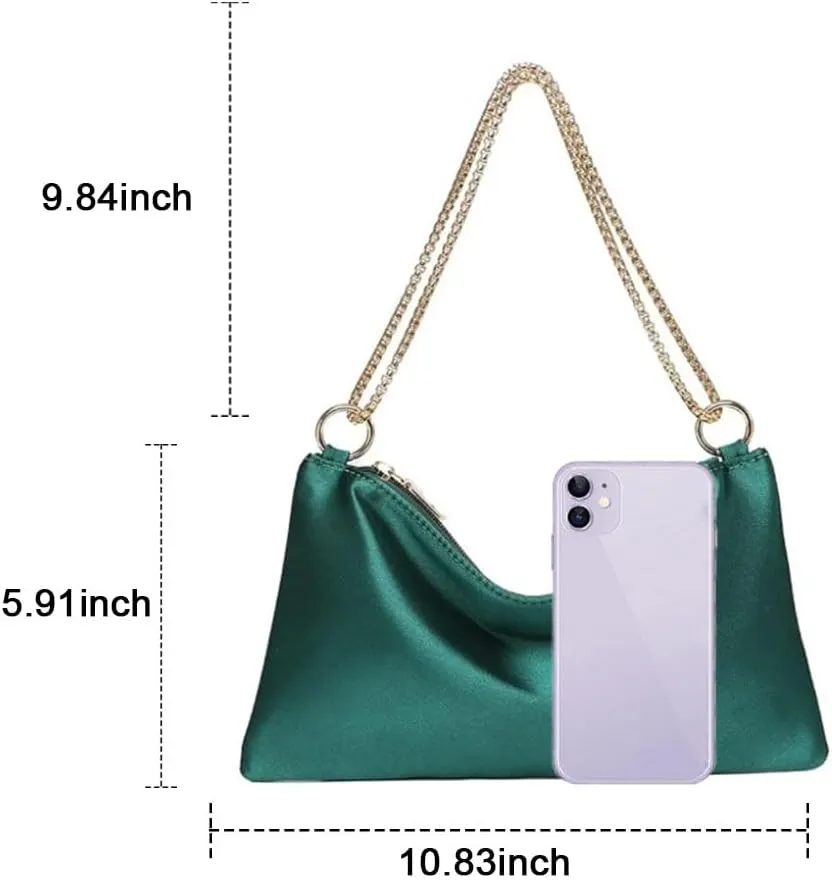 Evening Bags for Women Formal Satin Handbag Shoulder Bag Clutch Purses Wedding Guest Purse Prom Bag Cocktai Party Bag
