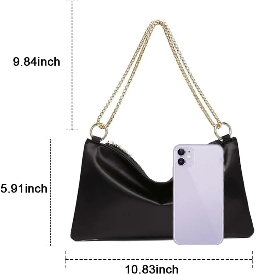 Evening Bags for Women Formal Satin Handbag Shoulder Bag Clutch Purses Wedding Guest Purse Prom Bag Cocktai Party Bag