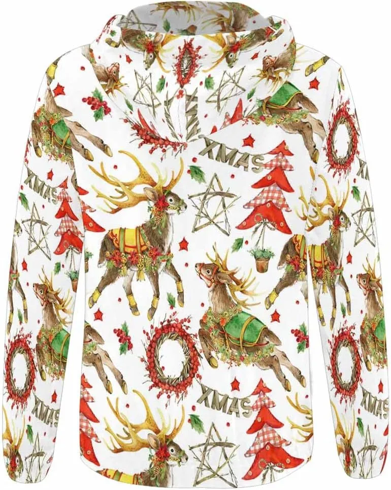 Fall Clothing Merry Christmas Pattern Womens Zip Up Hoodies Fleece Jackets Oversized Sweatshirts