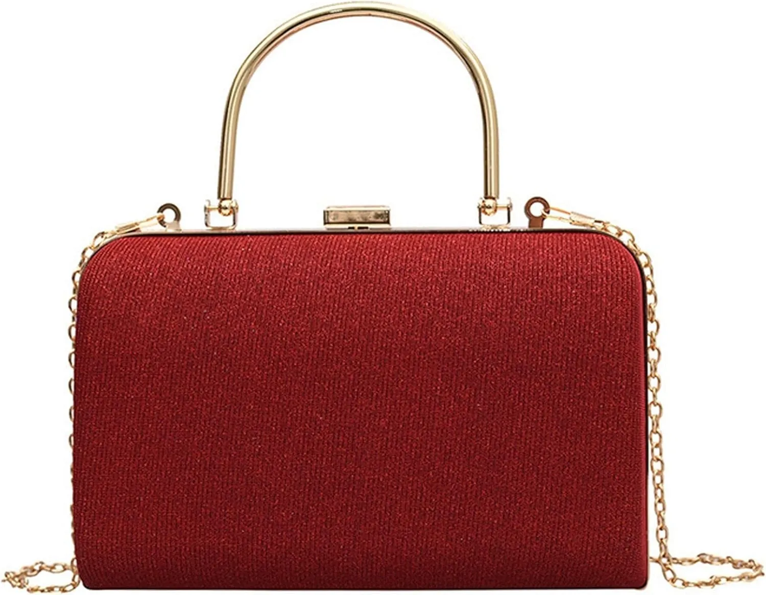 Fashion Hard Shell Bridal Wedding for Women Box Tote Handbag Metal Clutch Chain Evening Purse