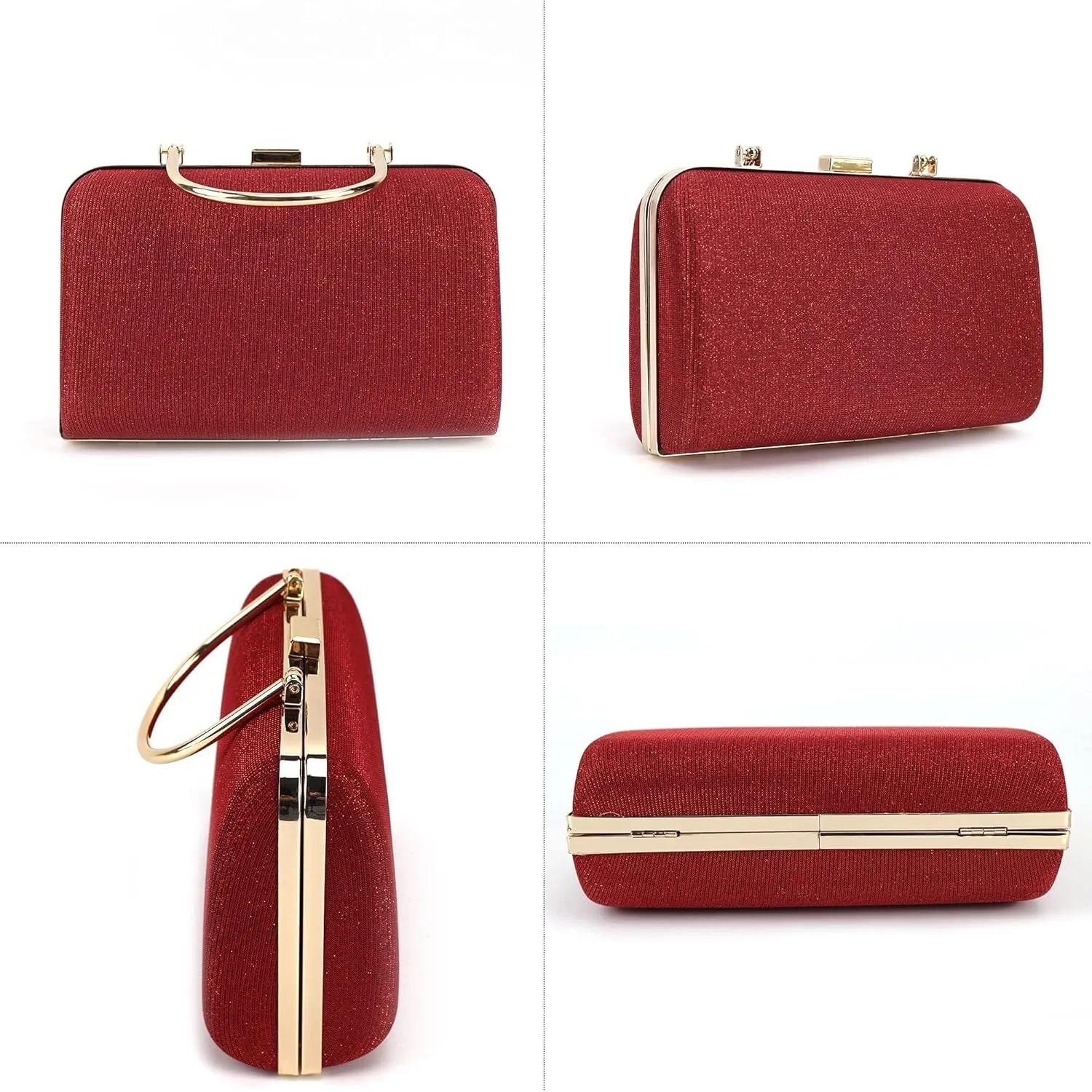 Fashion Hard Shell Bridal Wedding for Women Box Tote Handbag Metal Clutch Chain Evening Purse