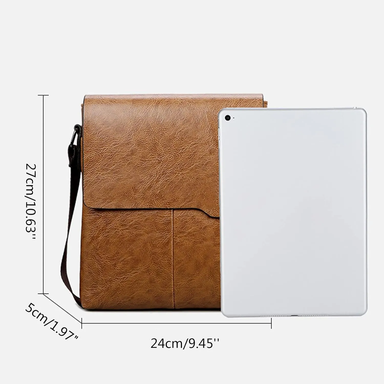 Fashion Men Shoulder Bag Trend Leather Bag Briefcase Clutch Backpack Vertical Trend Handbags for Women (Brown, One Size)