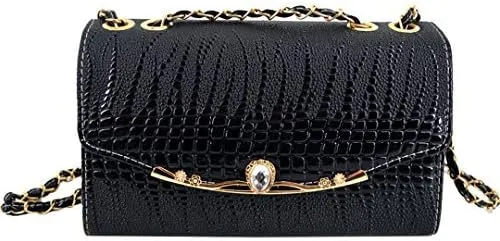 Fashion Women Leather Shoulder Handbag Small Gold Chain Quilted Crossbody Satchel,White