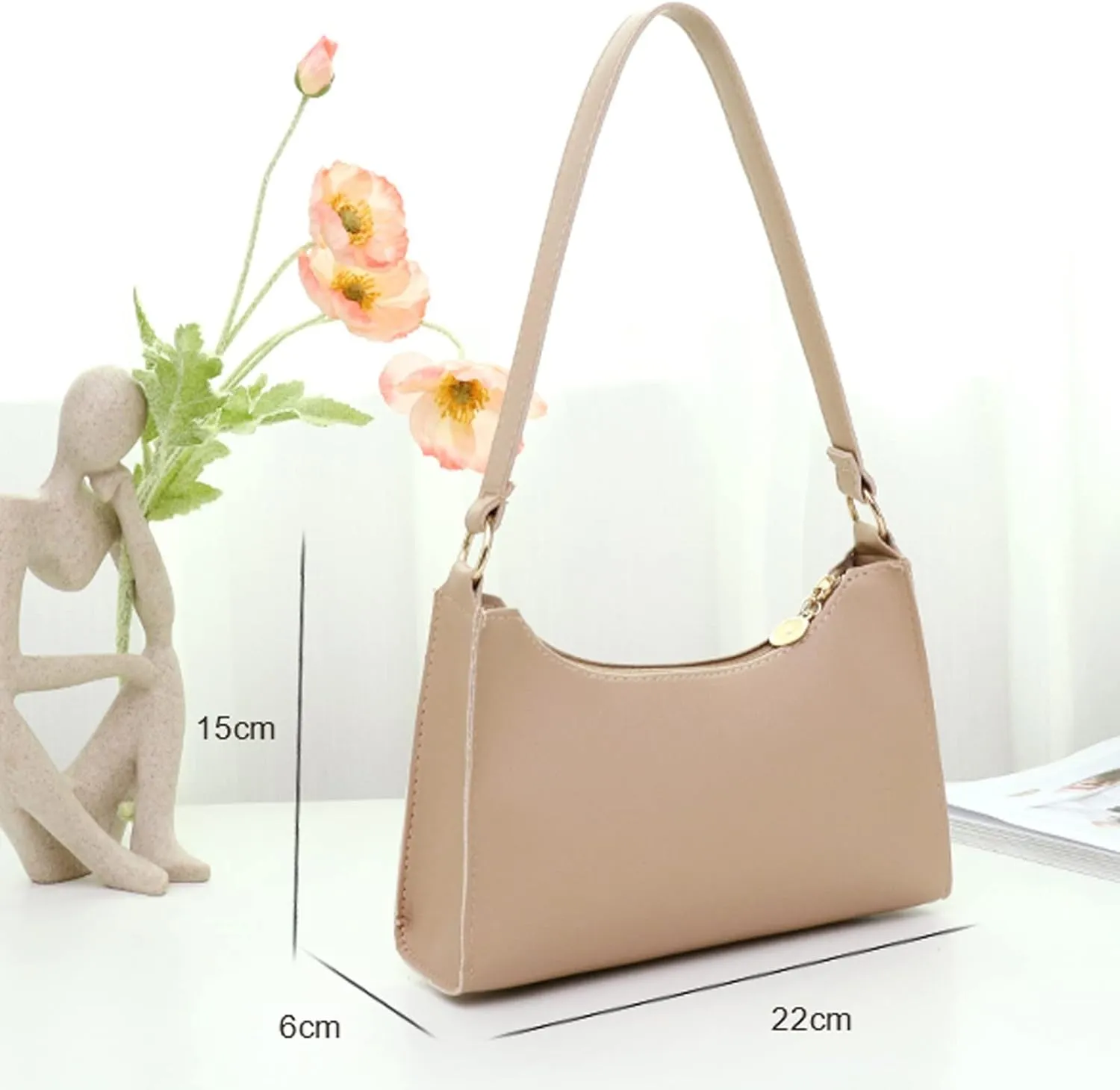Fashion Women Leather Solid Color Underarm Bag Phone Bag Shoulder Bags Messenger for Men (Brown, One Size)