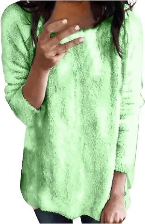 Fleece Jacket Women Long Sleeve Thin Fashion Ladies Pullover Sweater Oversized Fluffy Outerwear Sherpa Jacket