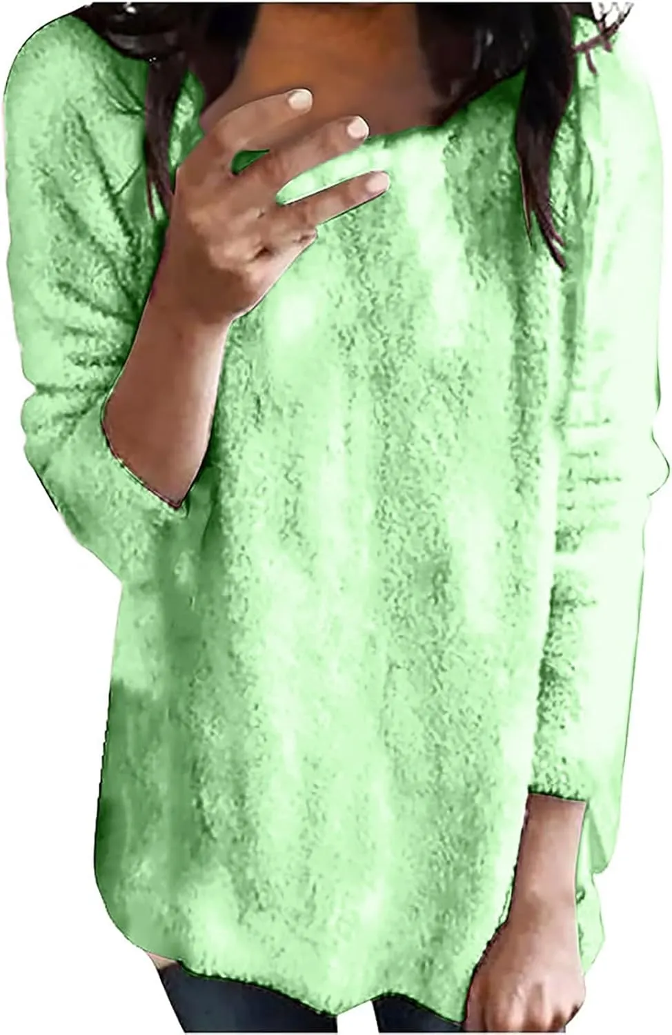 Fleece Jacket Women Long Sleeve Thin Fashion Ladies Pullover Sweater Oversized Fluffy Outerwear Sherpa Jacket