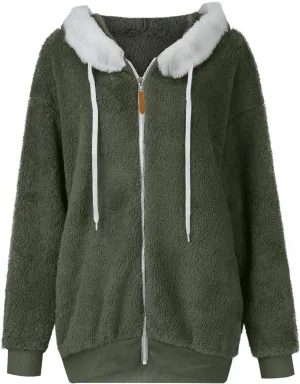 Fleece Jacket Women Sherpa-Lined Zip Up Long Sleeve Zip Up Hoodie Women Winter Jackets For Women Fall Jackets For Women 2024