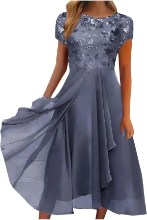 Flowy Lace Chiffon Dress Elegant Formal Evening Party Wedding Mother of The Bride Dresses for Women 2025