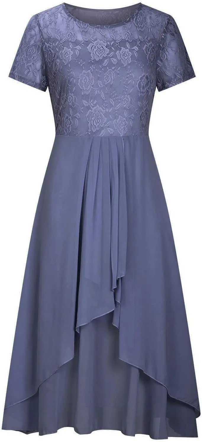 Flowy Lace Chiffon Dress Elegant Formal Evening Party Wedding Mother of The Bride Dresses for Women 2025