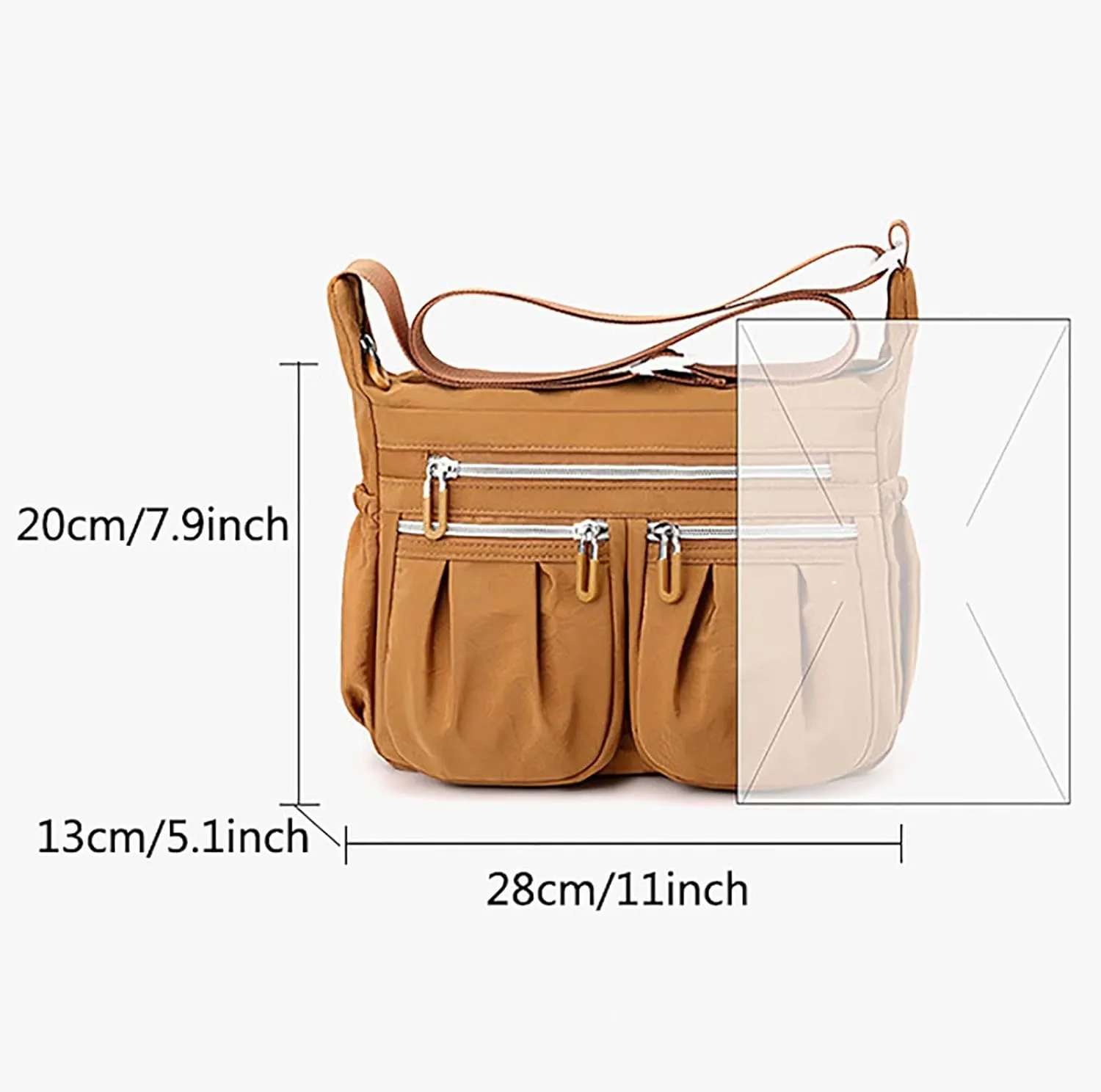 Foldie Crossbody Bags for Women Waterproof Nylon Crossbody Bags for Woman Trendy Clear Bag for Stadium Events(Black)