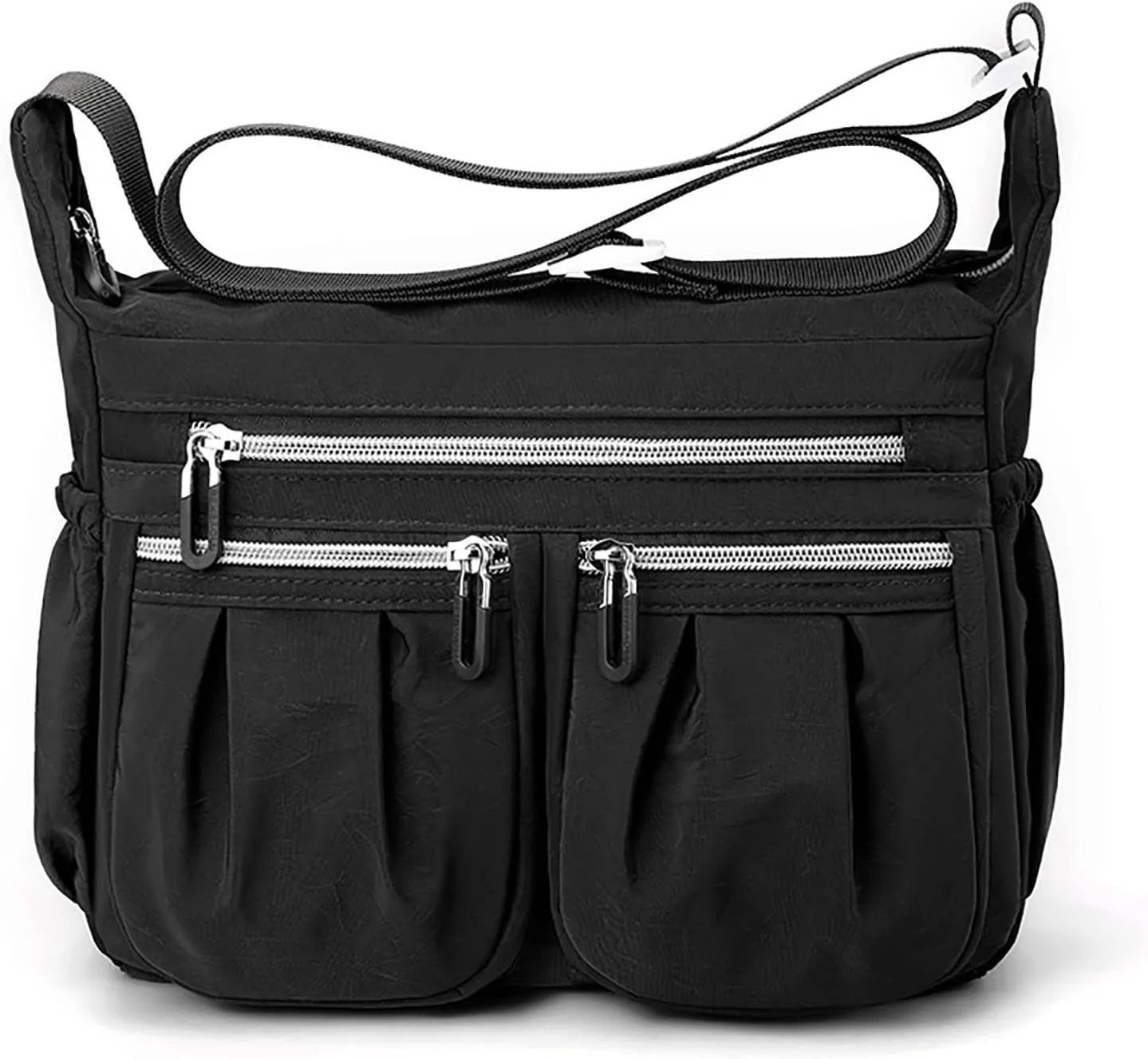 Foldie Crossbody Bags for Women Waterproof Nylon Crossbody Bags for Woman Trendy Clear Bag for Stadium Events(Black)